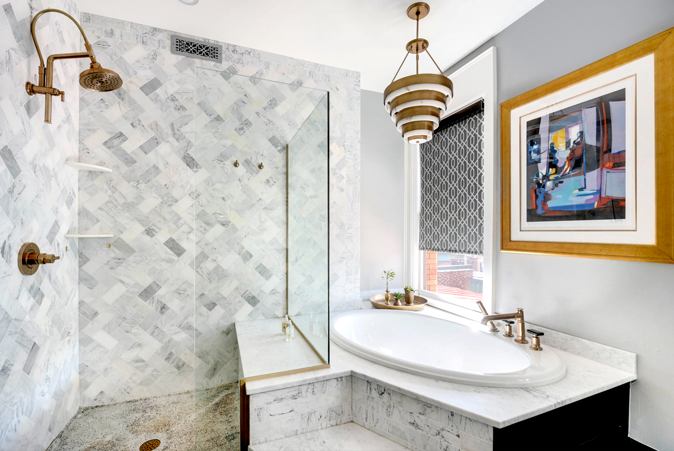 Bathroom with Pendant Light over Tub