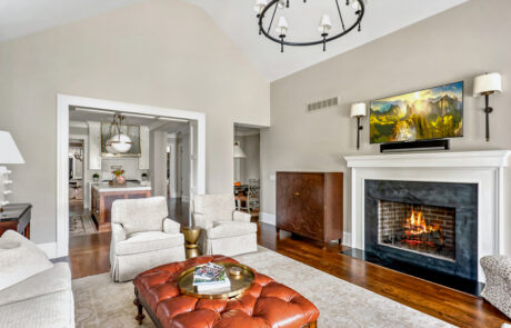 Living room addition with fireplace