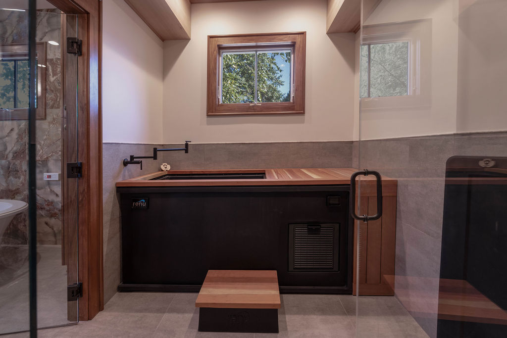 Cold plunge spa like bathroom