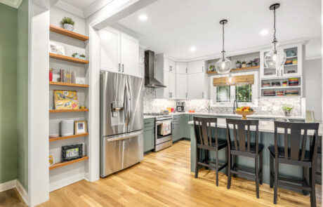 Kitchen Remodel with Custom floating shelving