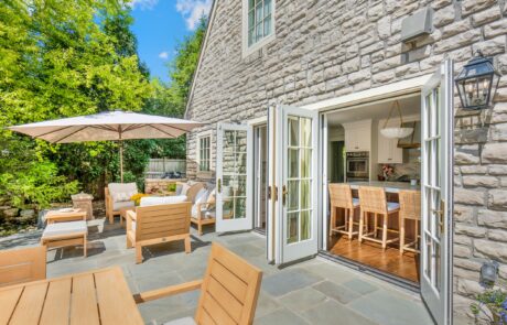 Exterior of Home Remodel with Patio and French Doors