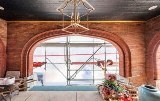 Circus House arch window during renovation