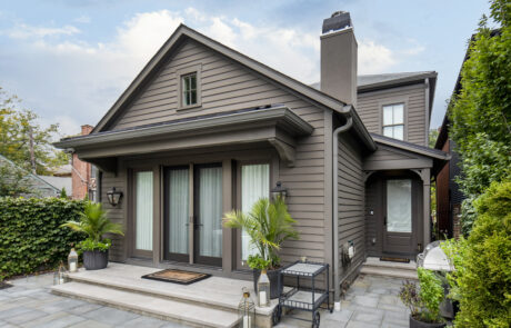 Home Addition Exterior with French Doors to Patio