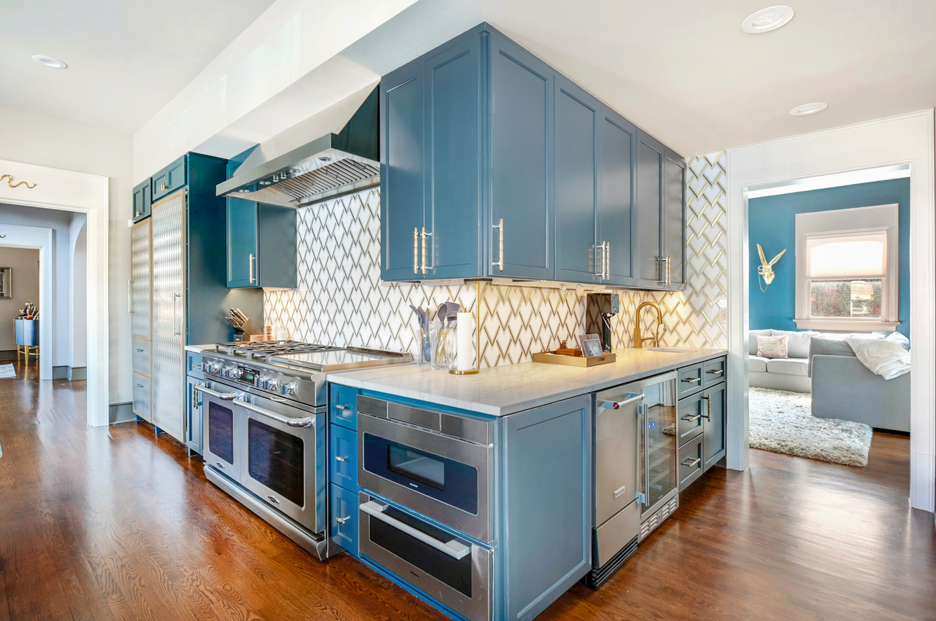 Kitchen with Blue Cabinets