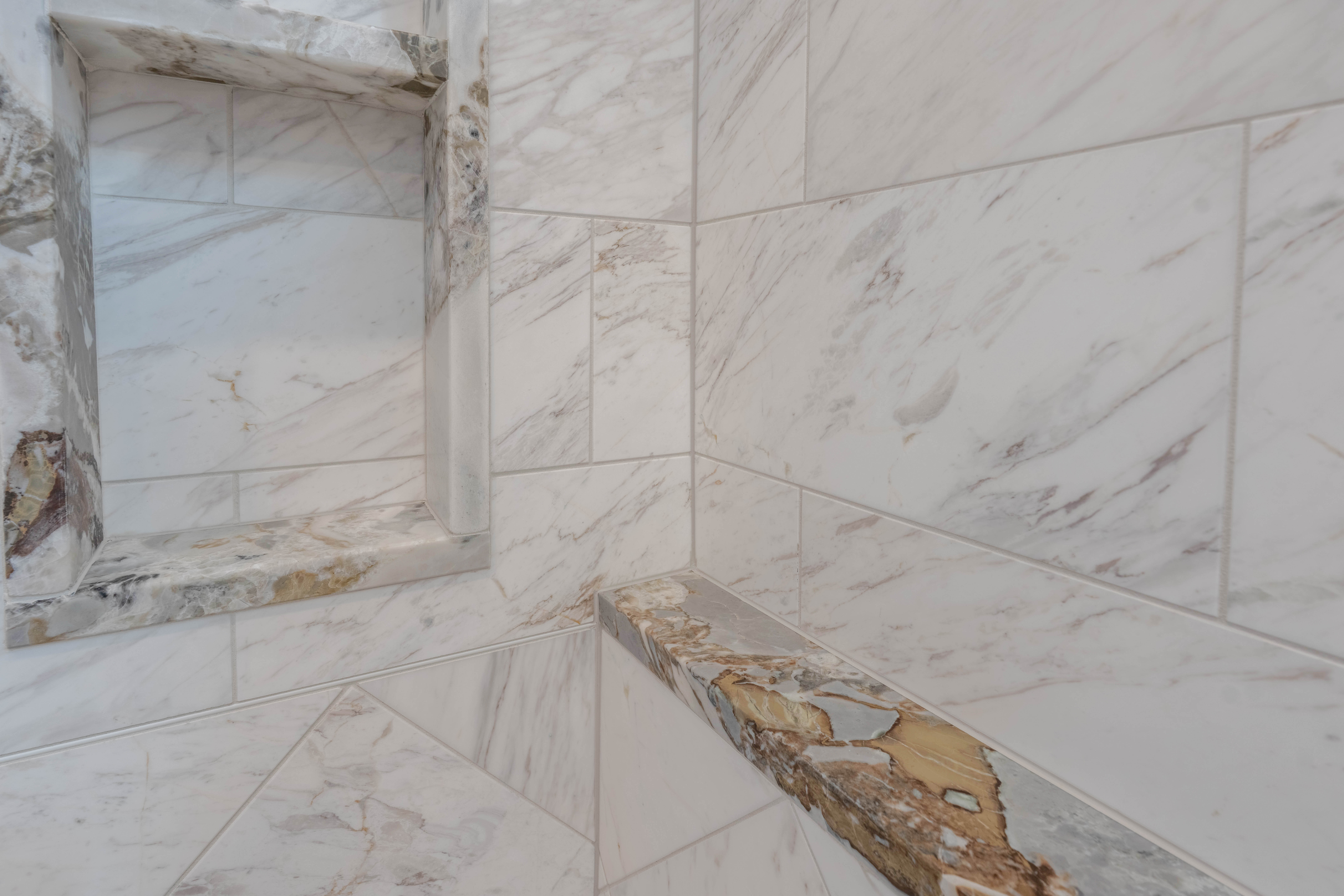 Detailed shower shelves
