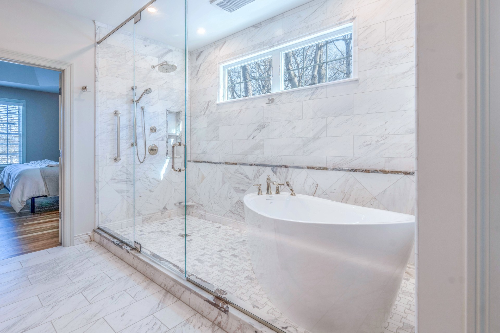 Luxury Bathroom shower and window after remodel
