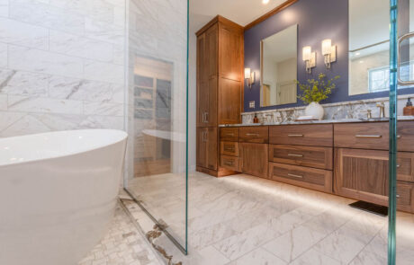 lancaster ohio bathroom remodel soaker rub in shower and wood vanity in lancaster ohio bath remodel